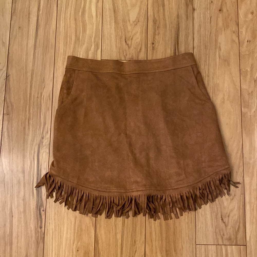 NWOT Promesa Faux Suede, Fringe, Mini Skirt